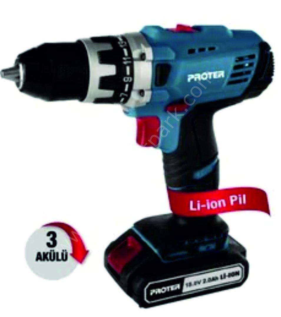 PROTER PST 418 X3 AKÜLÜ VİDALAMA MATKAP 3 BATARYALI